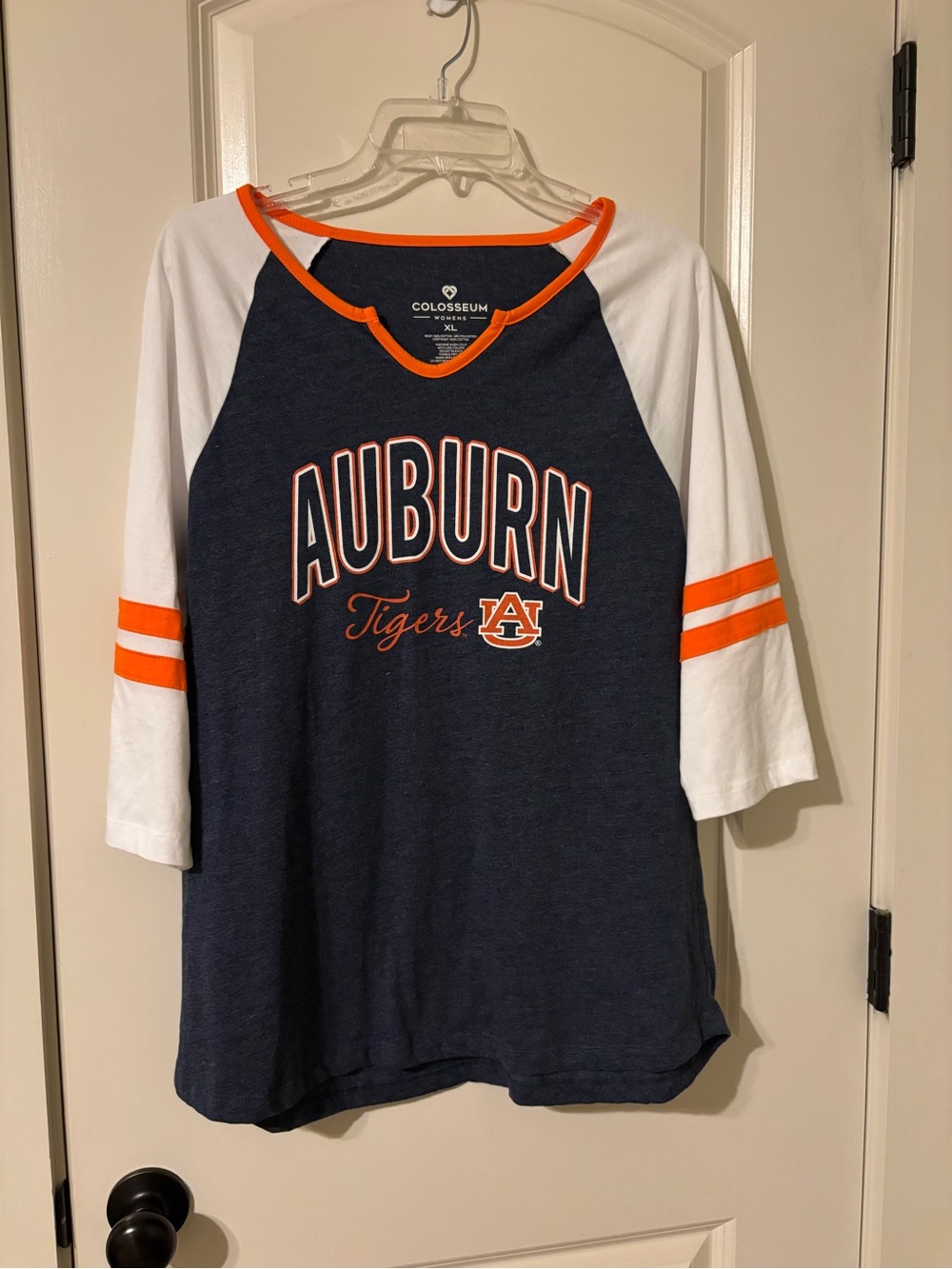 Colosseum Navy, White & Orange Auburn Tigers Raglan Long Sleeve Tee